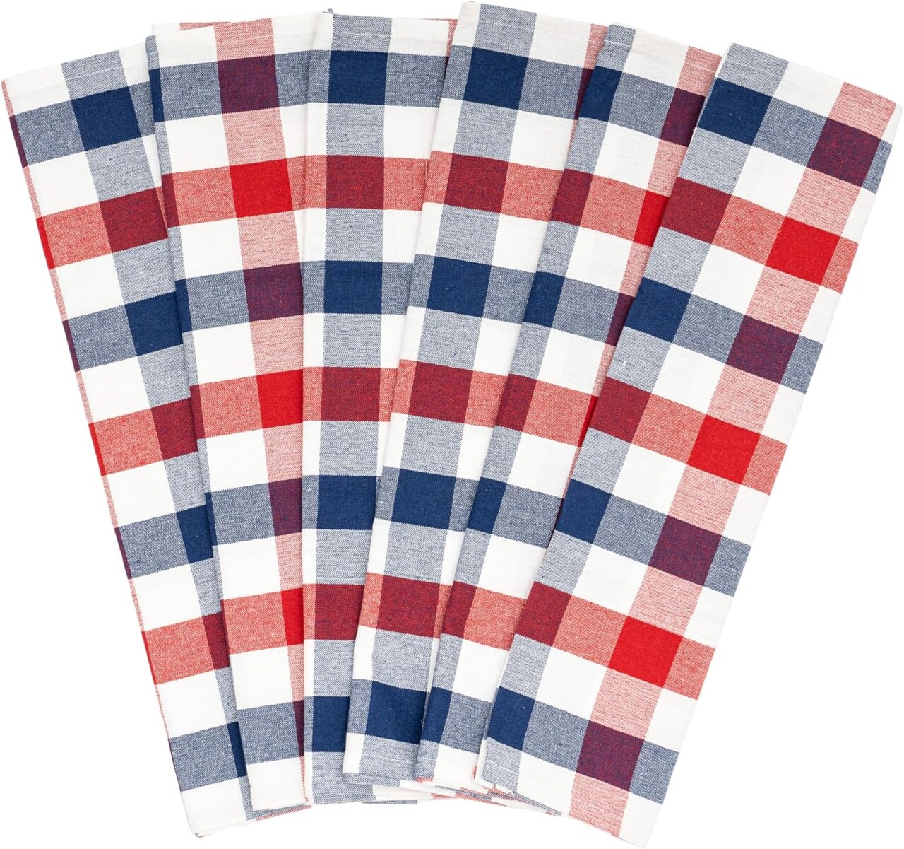 Red, White and Blue Kitchen Towels - Set of 6, 30"x20" July 4th Kitchen Towels - Highly Absorbent, Washable Patriotic Theme, Vibrant Colors of Independence Day (6 Pack)